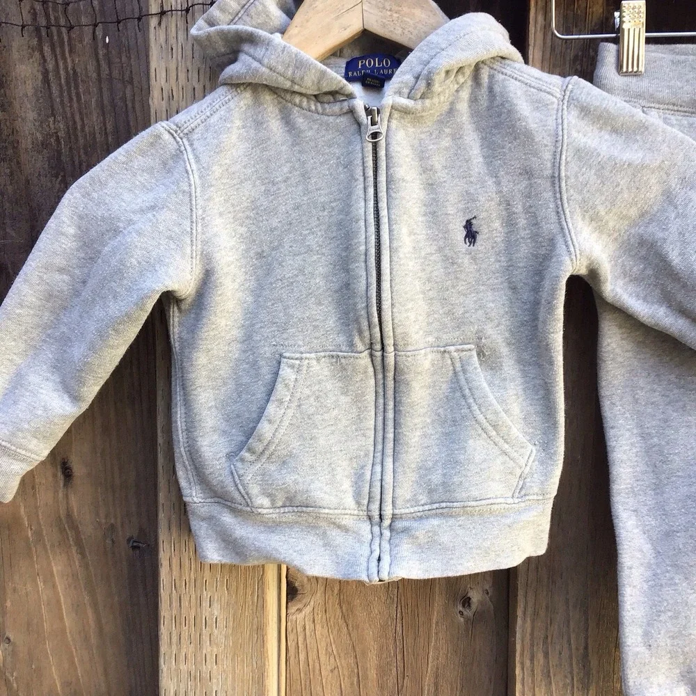 Polo Ralph Lauren Kids 3/3T Gray Fleece Hoodie Jogger Sweatpants 2 Piece Set